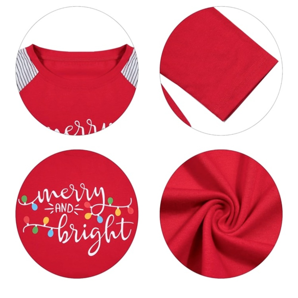 FLOYU Christmas Merry and Bright T-Shirt   Baseball Style Women’s Sz S - Picture 5 of 8